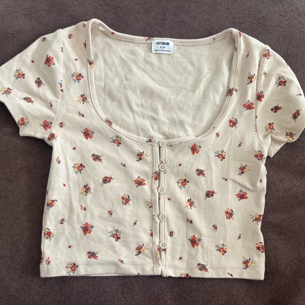 Cotton On Cream Floral Top